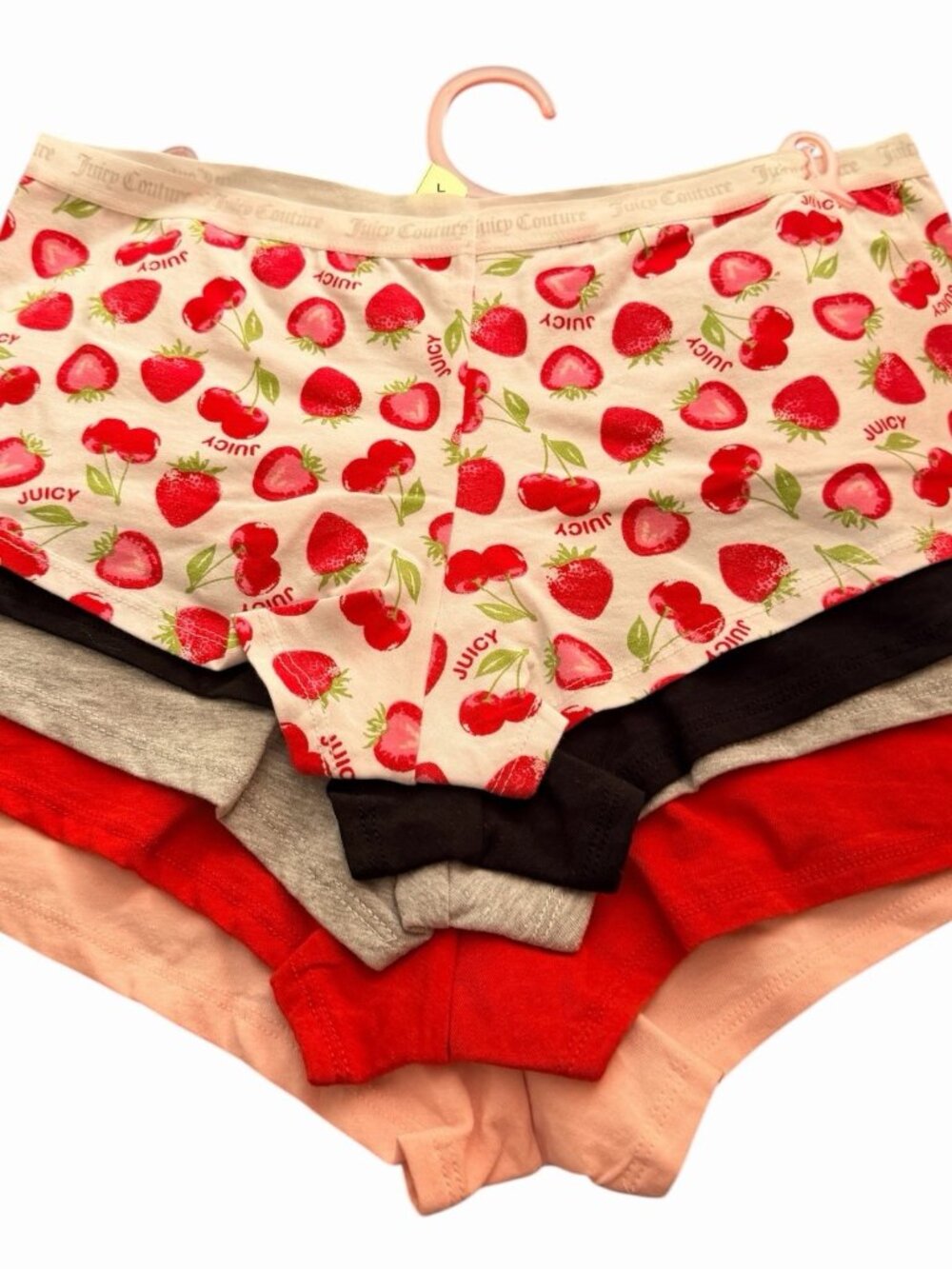 Juicy Couture~Women Boyshort Underwear Panties Cotton Blend 5-Pair JC7530~Large
